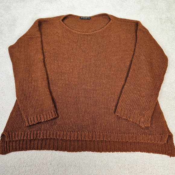 Brandy Melville Knit Sweater One Size Brown Wool Blend Made in Italy Oversized - Picture 1 of 6